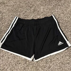 Adidas Black and White Athletic Shorts with Signature Stripes
